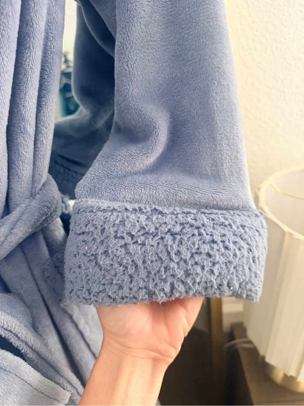Natori Plush Lavender-Gray Shawl Collar Bath Robe